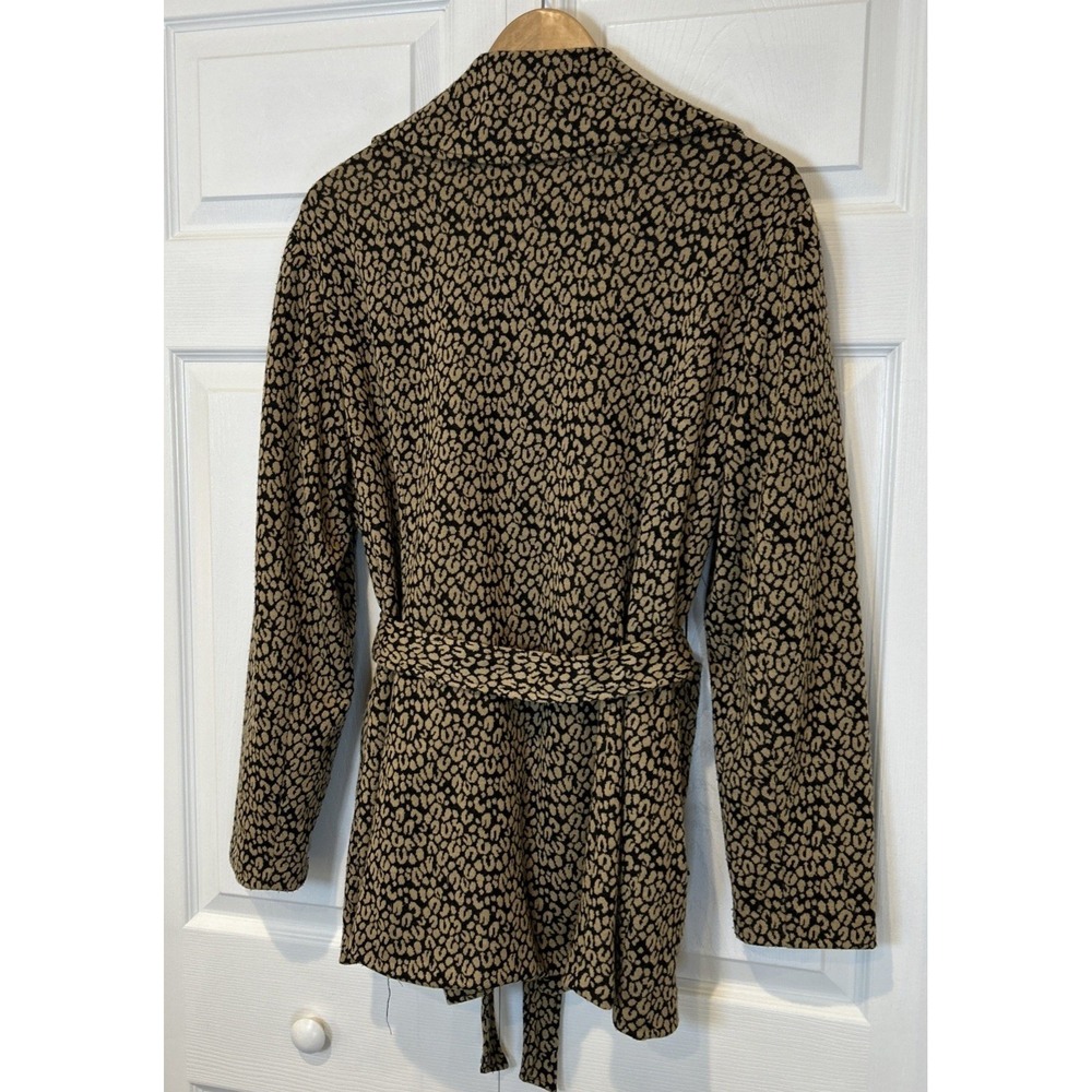 Carole Little Leopard Print Belted Jacket Women XL Tan Black Animal Pattern - Picture 3 of 8